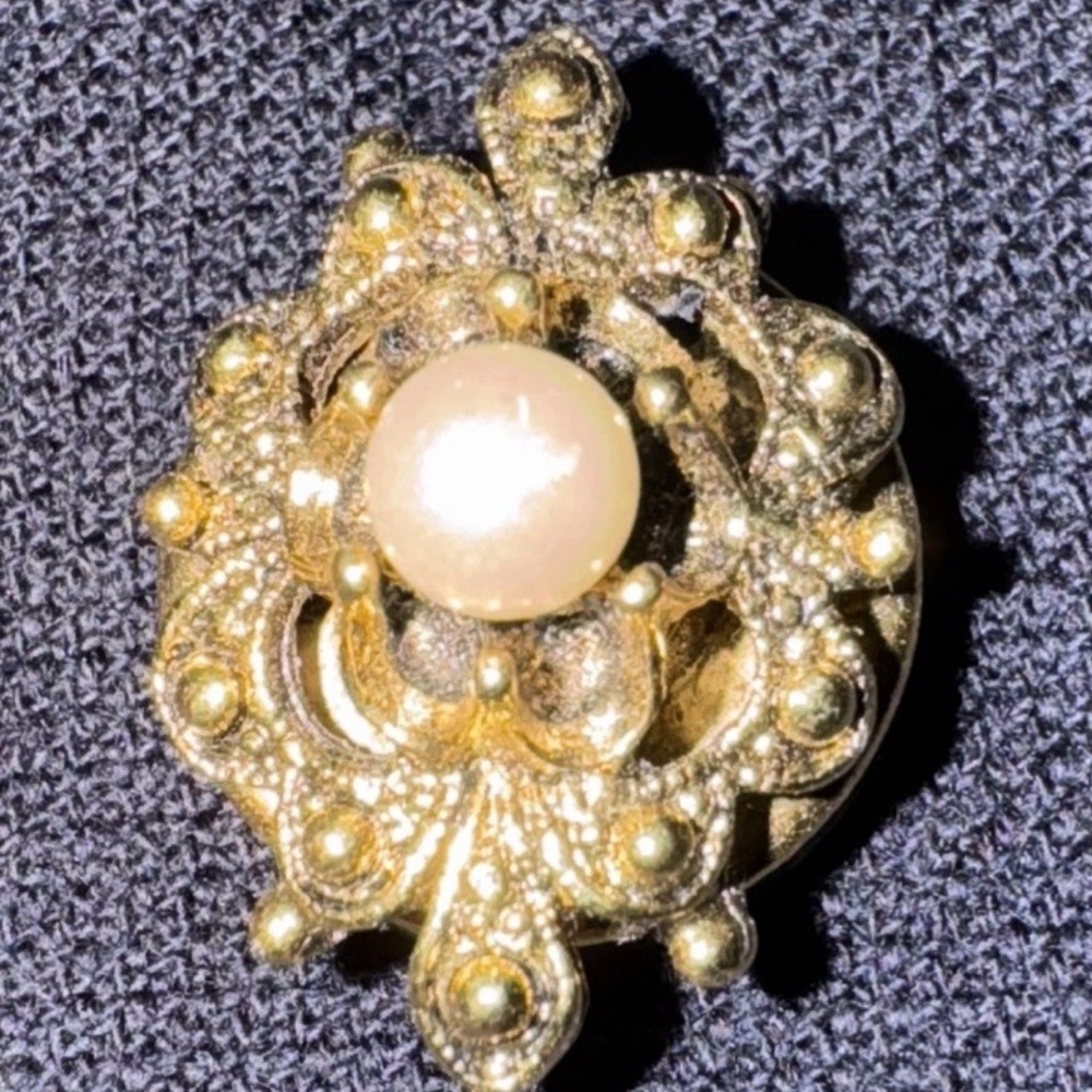 Vintage Retro Button Covers, Faux Pearl And Gold Tone, Set Of Three 1980-90's - Picture 4 of 5